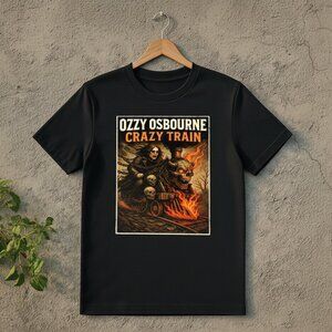 Ozzy Osbourne Crazy Train Skull Train Graphic Tee | Heavy Metal Rock Shirt